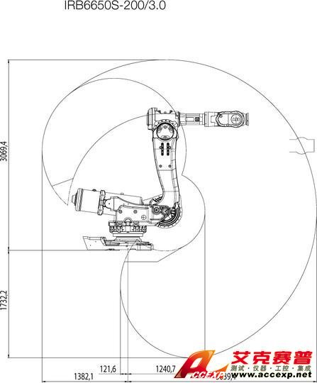 Working range and load diagram IRB 6650S